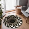 3D Optical Illusion Rug, Hypnotic Black & White Vortex Carpet, Creates A Mesmerizing Infinite Abyss In Your Room Floor Decor