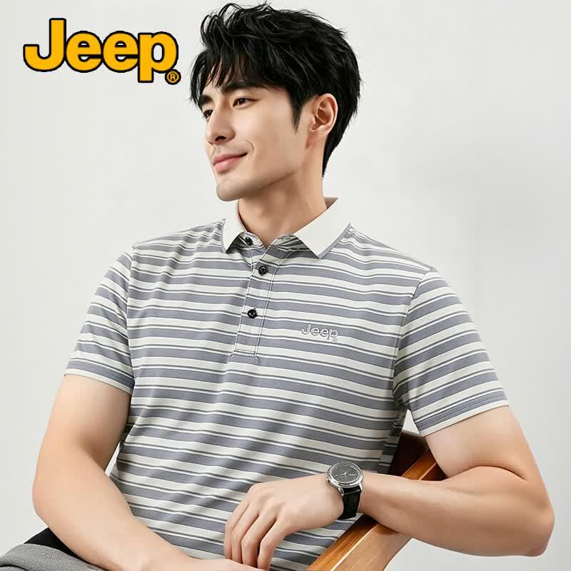 JEEP Men's Summer Striped Polo Shirt