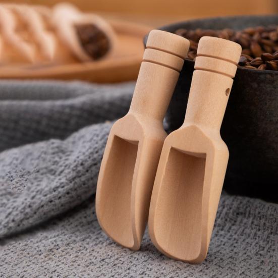 Wooden Bath Salt Spoon Natural Wood Multifunctional Scoop Ergonomic Handle Beech Kitchen Spoon for