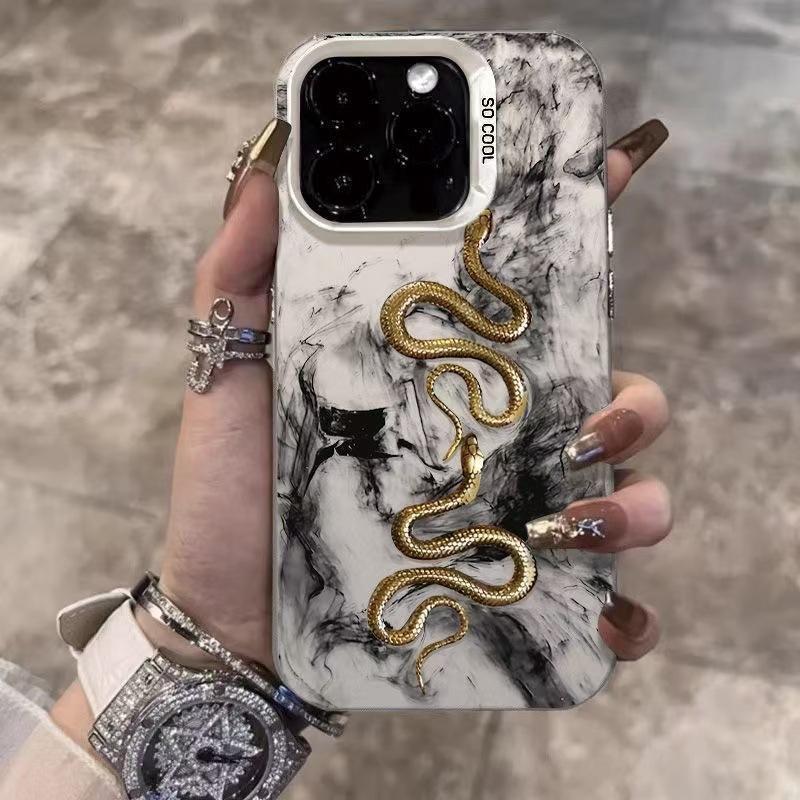 Ink Golden Snake Apple 15Promax Mobile Phone Case iPhone16Pro Premium 14Pro New 17 Personalized Case