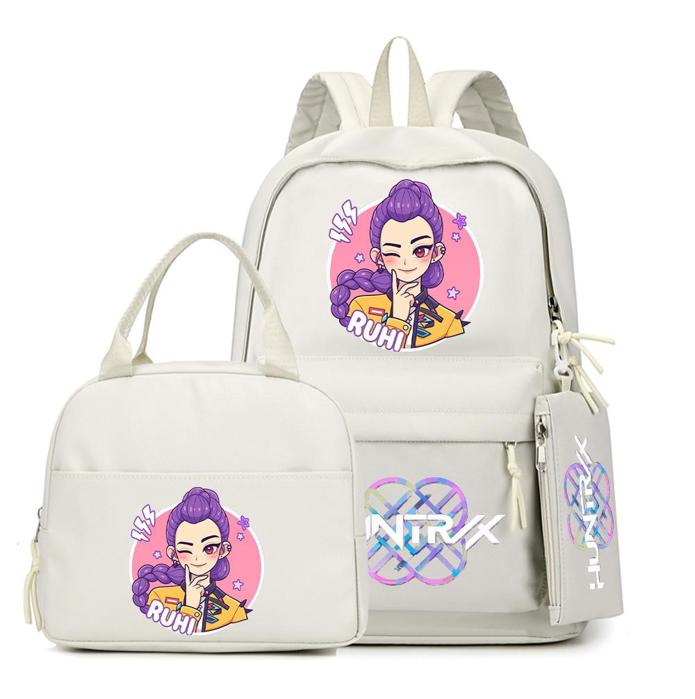 

4Pcs/set Cartoon K-Pop Printed Backpack with Handbag Pencil Case for Teenager Student Boy Girl Schoolbag Bookbag Large Capacity Travel Bag Kid Gift
