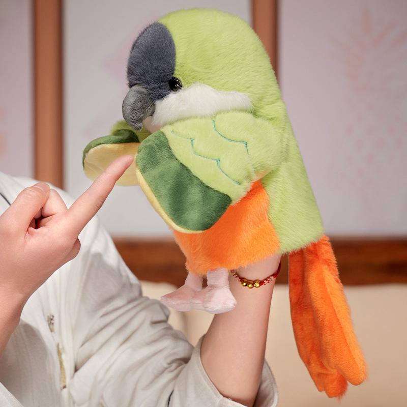 Bird Soft Stuffed Toy Doll Parrot Cosplay Plush Doll Educational Toys Kawaii Cockatiel/Budgerigar/Monk Parakeet Hand Puppet