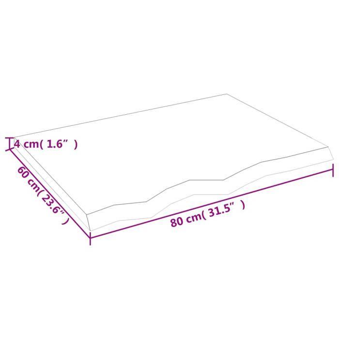 VidaXL Dessus de table 80x60x4 cm bois de chêne massif non traité 3156297