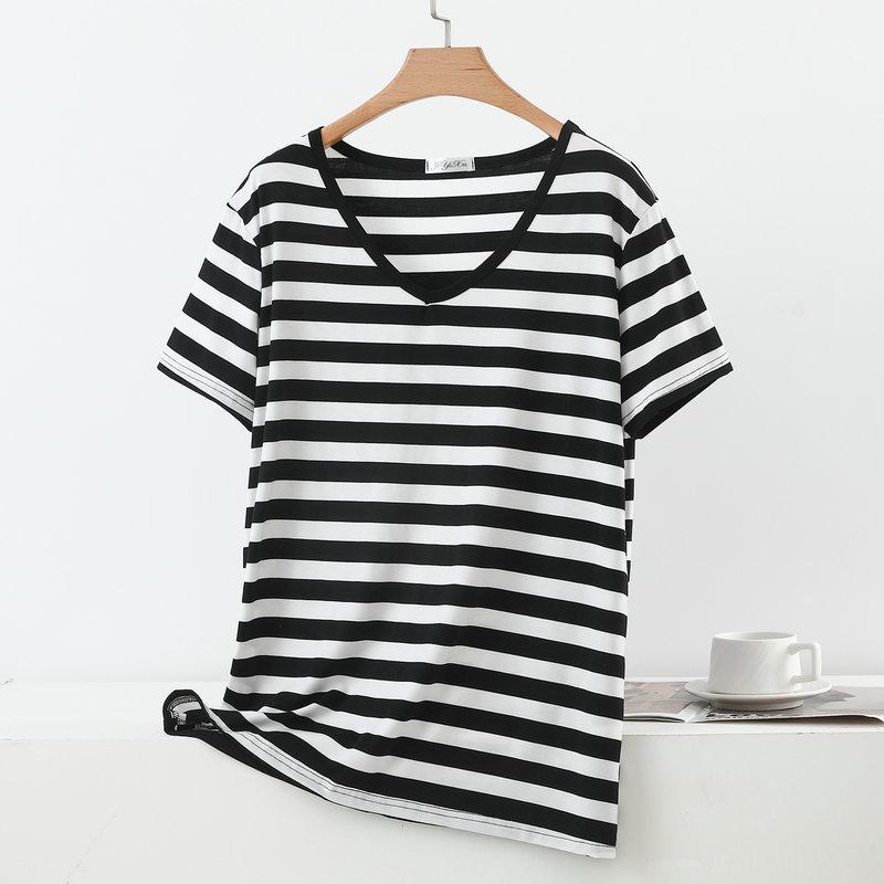 Women's Plus Size V-Neck Short Sleeve Casual T-Shirt - High Elastic, Loose Fit, Summer Top