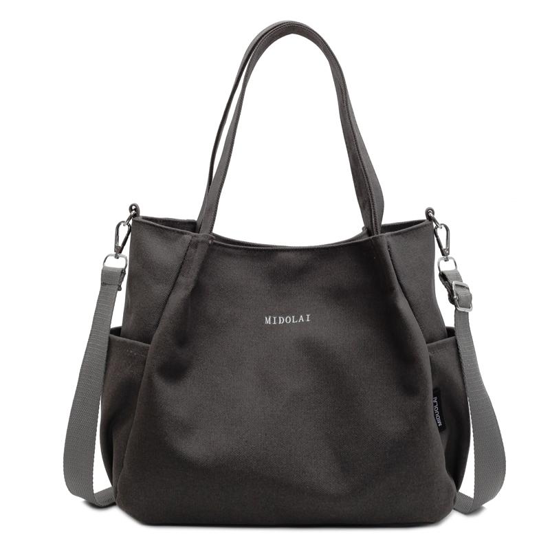 Commuter Canvas Bag Women Shoulder Crossbody Bag Solid Color Shopping Bag