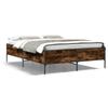 Bed Frame in Smoked Oak 135 x 190 cm Made of Wood Based Panel and Metal