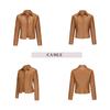BITCED Women's Spring/Autumn Studded Leather Jacket Cardigan Button-Up Leather Clothing Fashionable Lightweight Outerwear