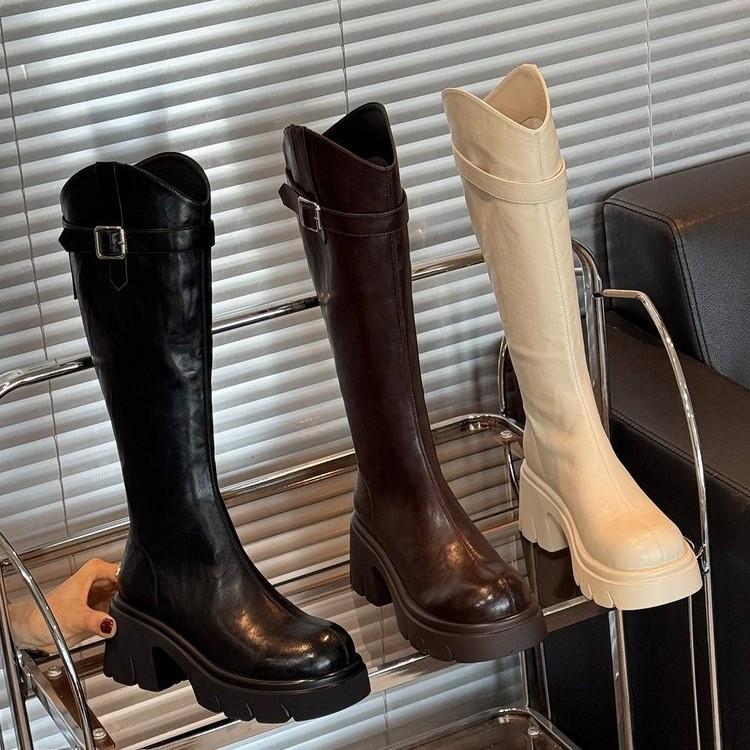 Autumn and winter new small long boots but knee thick soles to increase height women's fashion boots do not drop the knight boots