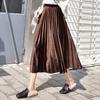Womens Fashion Pleated Midi Long Skirt Female Korean Japanese Casual High Waist Skirts Spring