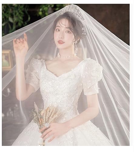 [Housaku Co., Ltd.] Wedding Dress, Puff Sleeves, Sweetheart, Sparkling, Bridal, A-line, Recital, Elegant, Bride (L)