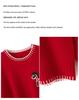 Women's Loose Color Block Round Neck Wool Sweater - Autumn/Winter Thick Knitted Layer