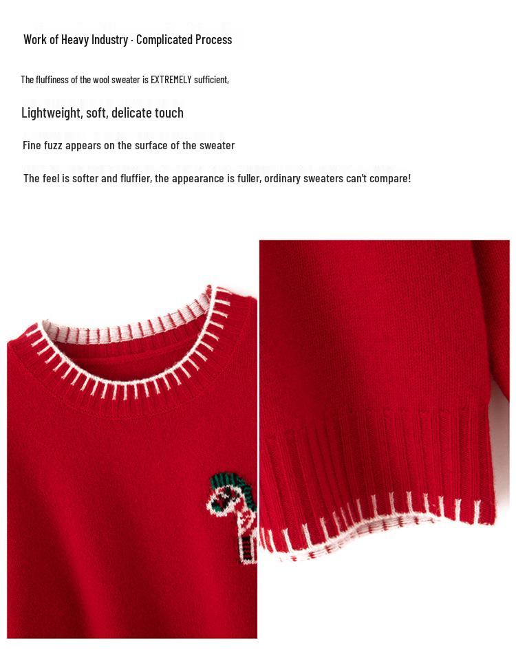 Women's Loose Color Block Round Neck Wool Sweater - Autumn/Winter Thick Knitted Layer