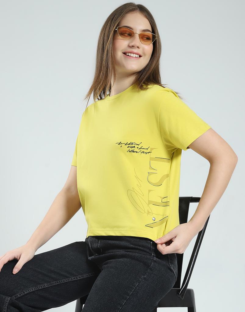 MONTE CARLO Dámsky top s potlačou, okrúhlym výstrihom, polovičným rukávom a bežným strihom