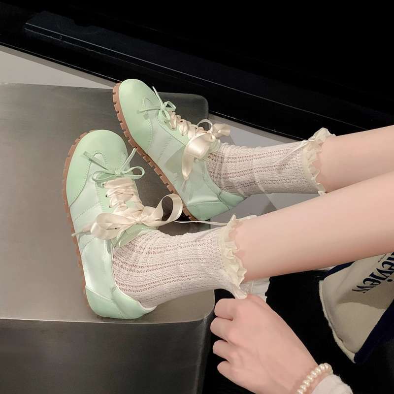 Bow Soft-soled Flat-soled Pink Ballet Shoes 2025 Spring and Summer New Casual Versatile Moral Training Shoes Little White Shoes Women