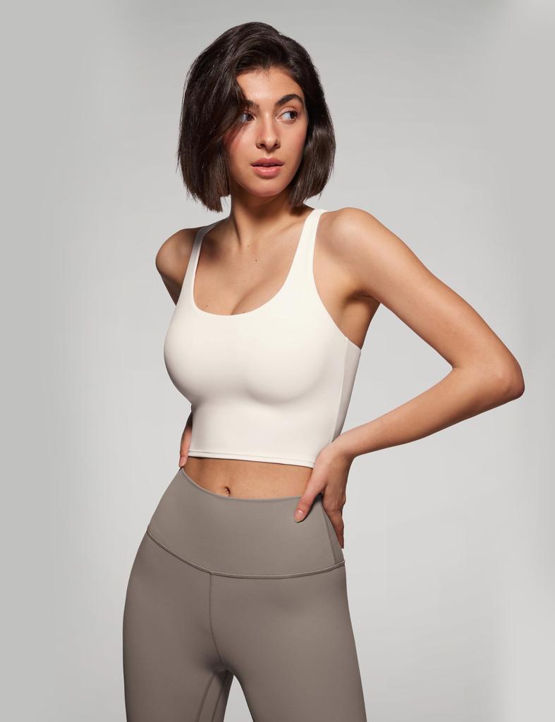 CRZ YOGA Yoga Bra Crossback Sports Yoga Asian Butterluxe White Size XL Top, Bra, Wireless, Quick-Drying, Padded, Top, Fit, Apricot,