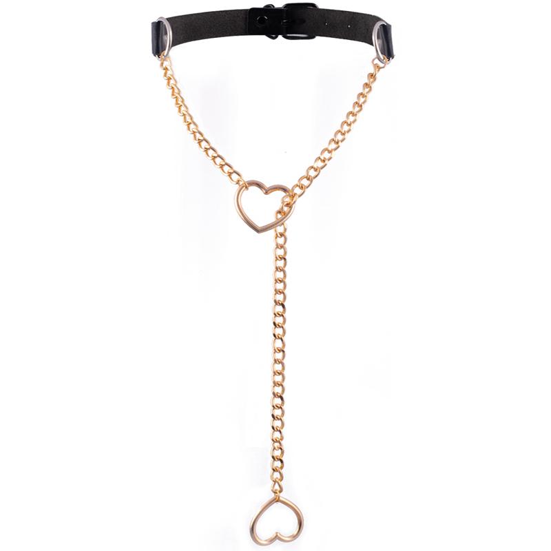 Náhrdelník s retiazkou a príveskom v tvare srdca Čierny kožený Choker Golier Pre ženy Goth Doplnky Punk Gotické Šperky