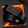Men's Genuine Leather No-Tooth Automatic Buckle Belt - Business Casual Cowhide Pant Accessory