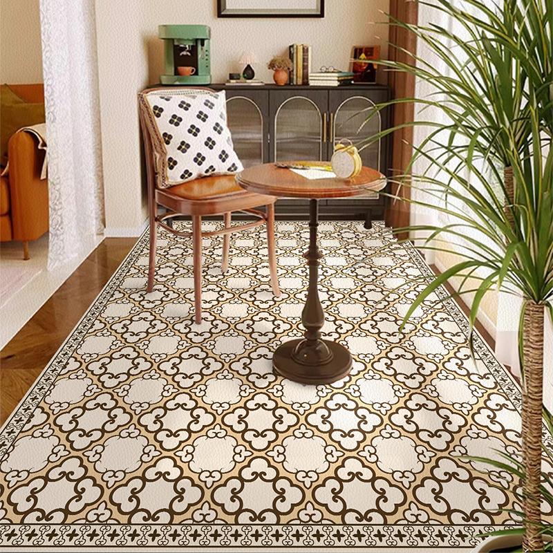Balcony Waterproof Floor Mat Large Size Pvc Leather Anti-slip Carpet American Retro Home Decoration Rug for Kitchen Floor Mat