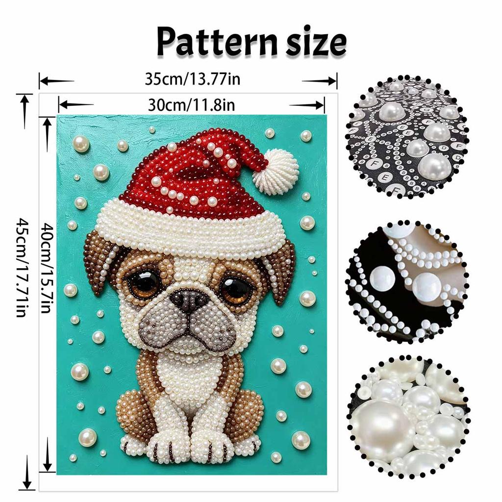 Christmas Pearl Painting Kit Handmade DIY Cute Puppy Santa Home Decoration Painting