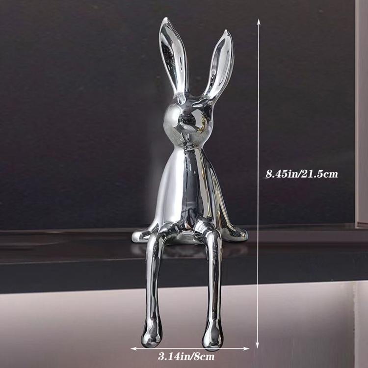 

Керамическая сидящая фигурка кролика с гальваническим покрытием, милая декоративная скульптура животного для пасхального домашнего декора, настольное украшение для полки серебряный