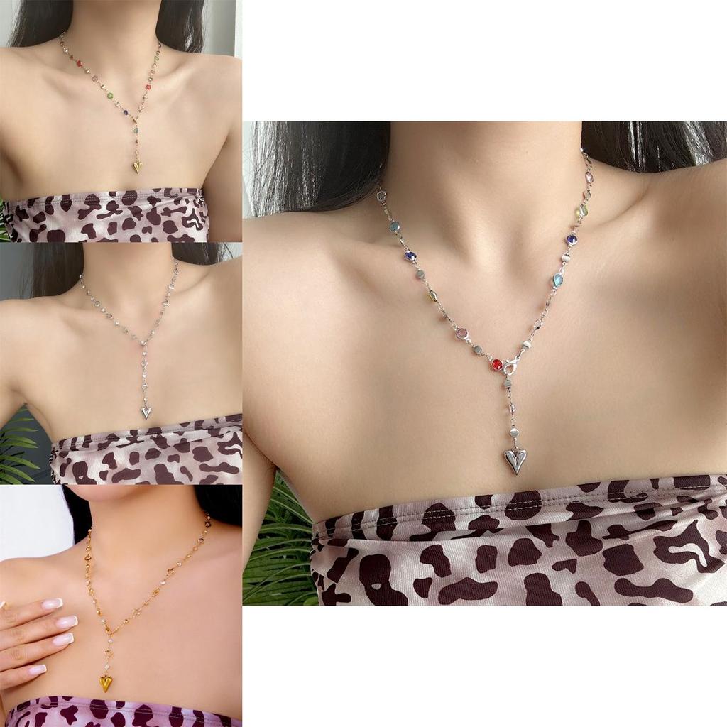 Minimalist Summer Fashion Heart Y Shaped Chain Jewelry For Women With Geometric Heart Style