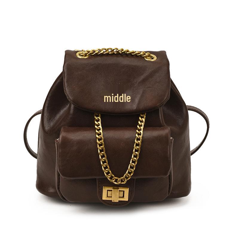 Women's Diamond Lattice Chain Backpack - Korean Style, High-Quality Fashion Motorcycle Bag