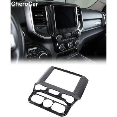 Black Carbon Fiber Console Dash GPS Navigation Panel Trim for 2018-21 Dodge Ram