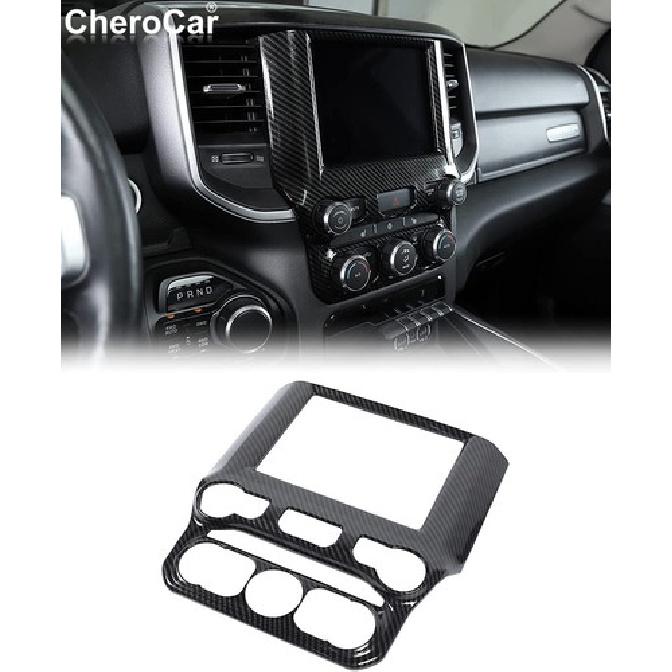 Black Carbon Fiber Console Dash GPS Navigation Panel Trim for 2018-21 Dodge Ram