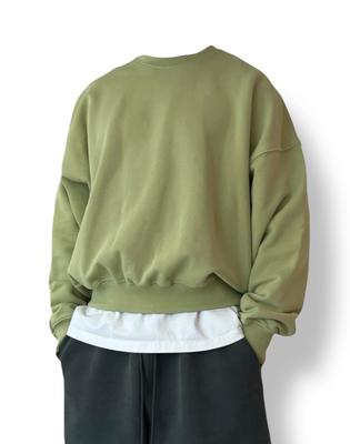 ATTENTIONROW Over-Shouldered Overfit Sweatshirt (Moss Green)