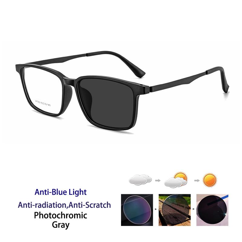 Ultralight Pure Titanium Photochromic Anti Blue Light Reading Glasses for Men Radiation  Protection Computer Presbyopia Glasses