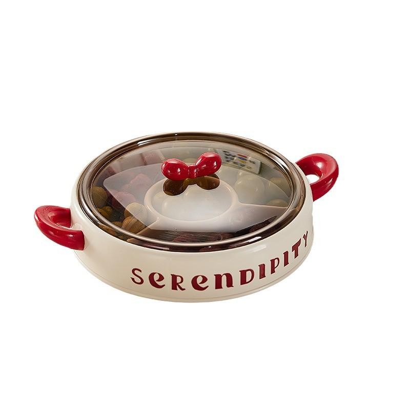 Creative Bow Dried Fruit Tray Home Living Room Partition with Lid Candy Box Ins Style Snack Placing Fruit Tray