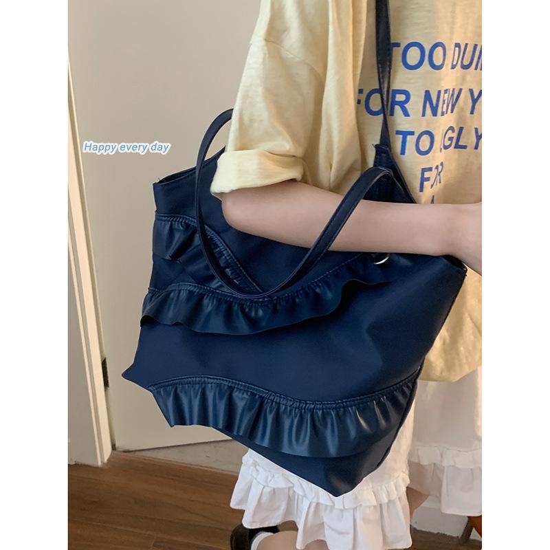 Korean Large-capacity Underarm Bag Women's 2025 New Simple Cake Skirt Lace Tote Bag Fashionable Shoulder Bag