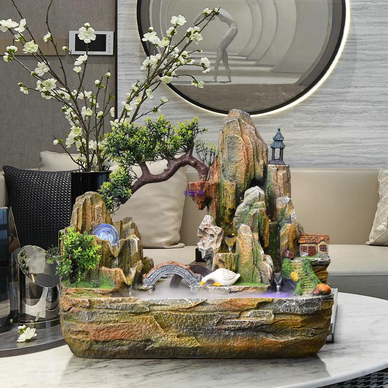 Rockery Water Fountain Feng Shui Wheel for Living Room, TV Cabinet, Office Tabletop
