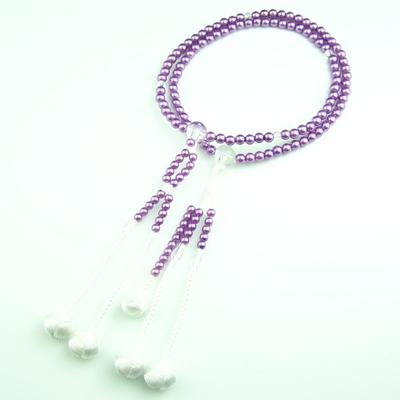 Myorenka Prayer Beads for Soka Gakkai, PC Pearl Prayer Beads for Men and Women, 9 Inches, Medium Size, Acrylic and Crystal Finish, SGI Prayer Beads