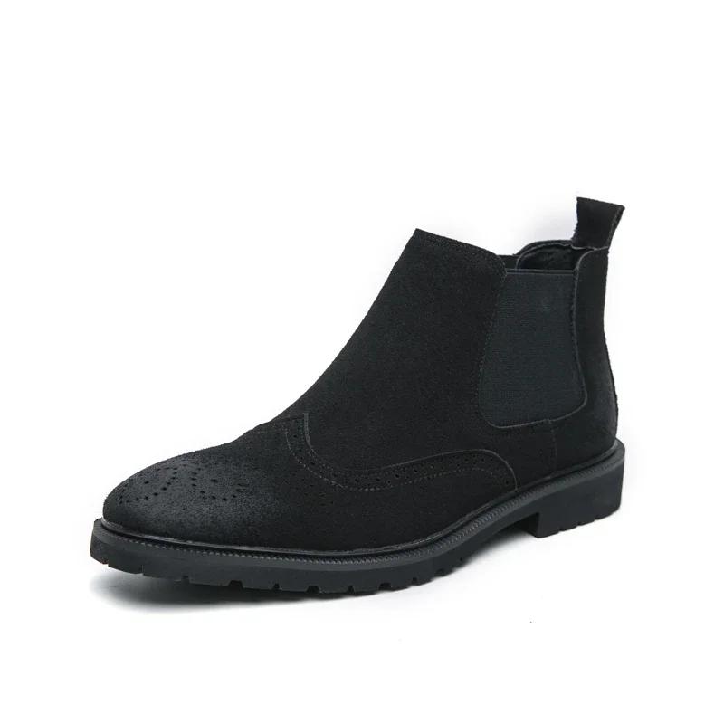 Fashion Spring Winter Retro Leather Ankle Boots Men Chelsea Boot 2025 Casual Platform Shoes Man Slip On Couples Booties Handmade Botines