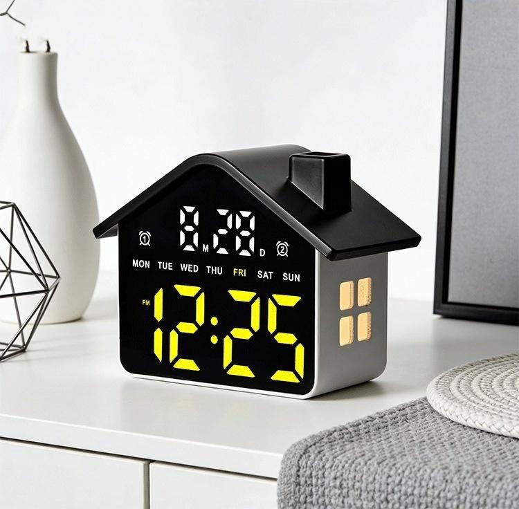 LED Digitaler Wecker Haus Sprachsteuerung Datum Woche Helligkeitsregelung Elektronische Tischuhr mit Nachtlicht 12/24H