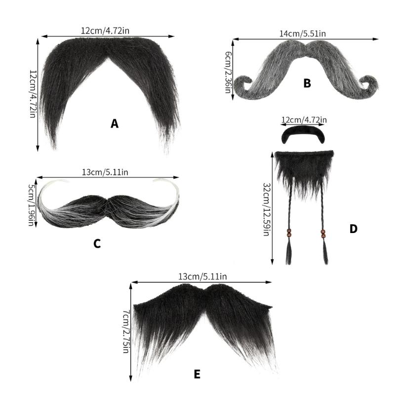 3pcs Practical Plastic False Mustache For Pirate Wizard Santa Costume Accessories Easy To Clean Halloween Party Props