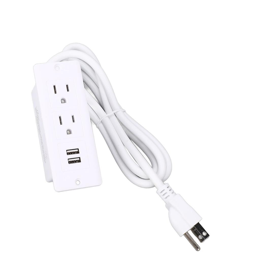 Conference Recessed Power Strip Table Furniture Outlet 2 AC Sockets 2 USB Ports 1.5m Cord