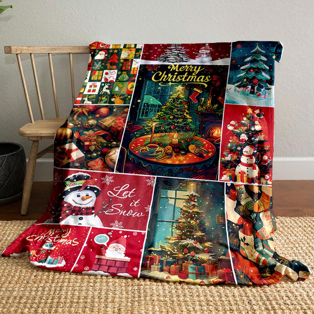 

Christmas Tree Snowman Gift Blanket bedroom Blanket for Livingroom Couch lunch break Soft throw for Friend s festival Gift 80cm x 120cm