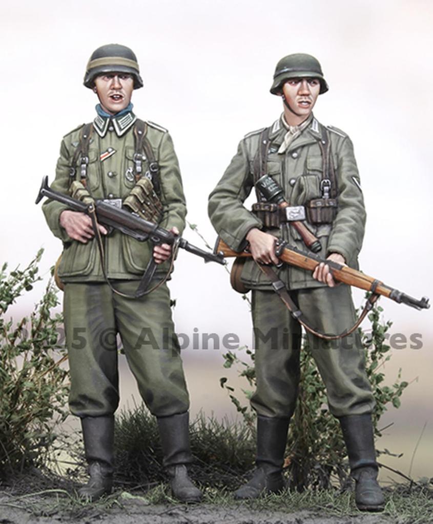 Alpine Miniatures 1/35 WWII German Panzer Grenadier Set (2 Figures) Resin Kit AM35332 (Personnel)
