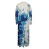 Women's Long Sleeve Round Neck Printed Pocket Long Elegant Dress