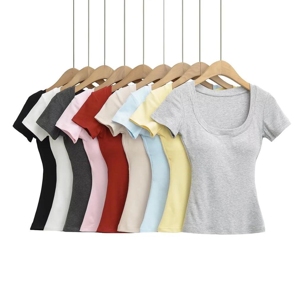 Women's Cartoon Chest Pad T-Shirt: Enhances Bust, Straight Shoulders, Short Sleeve Summer Vest