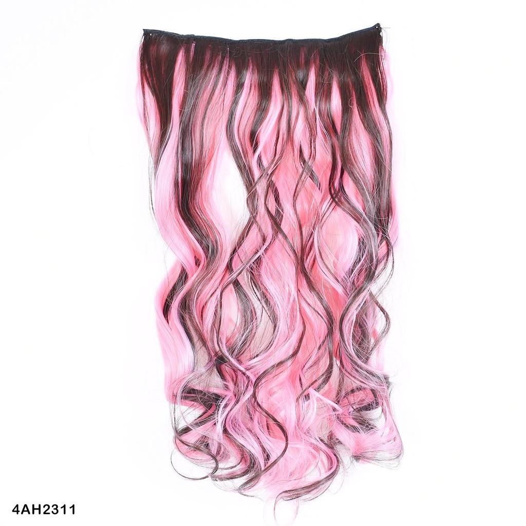 Highlighted Piano Color Hairpiece clip in hair extesnion one piece with 5Clips Long Wavy Hair Brown Red Blue colorful hair