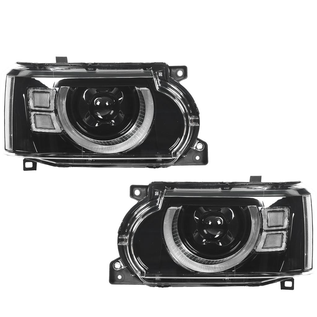 Defender Design Full LED Headlights Projector Replacement for Land Rover Range Rover Vogue L322 Facelift 2010‑2012