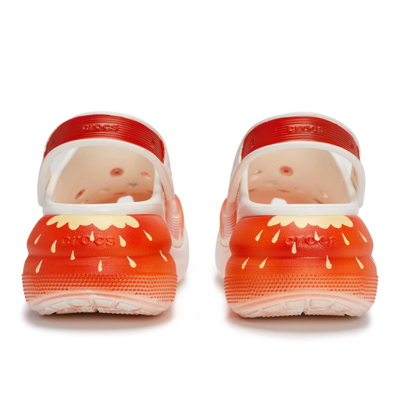Crocs Crush Clog REGO Hot Dog Strawberry Fudge Vitality Detachable Accessories Hole Shoes Unisex Bone White Red