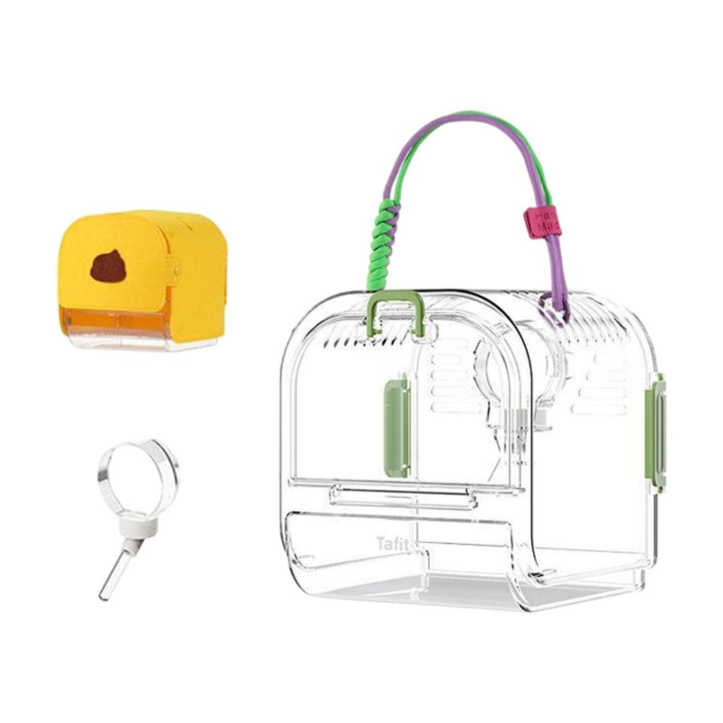 Hamster Travel Carrier Cage Small Animal Carrier Cage with Water Bottle Small Pet Outgoing Cage for Mice Squirrel Hedgehog
