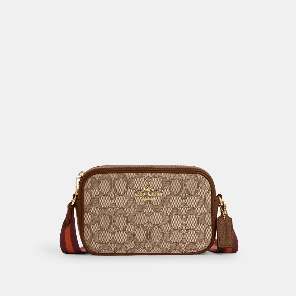 

Сумка Coach Mini Jamie из фирменного жаккарда цвета хаки, мульти-седло