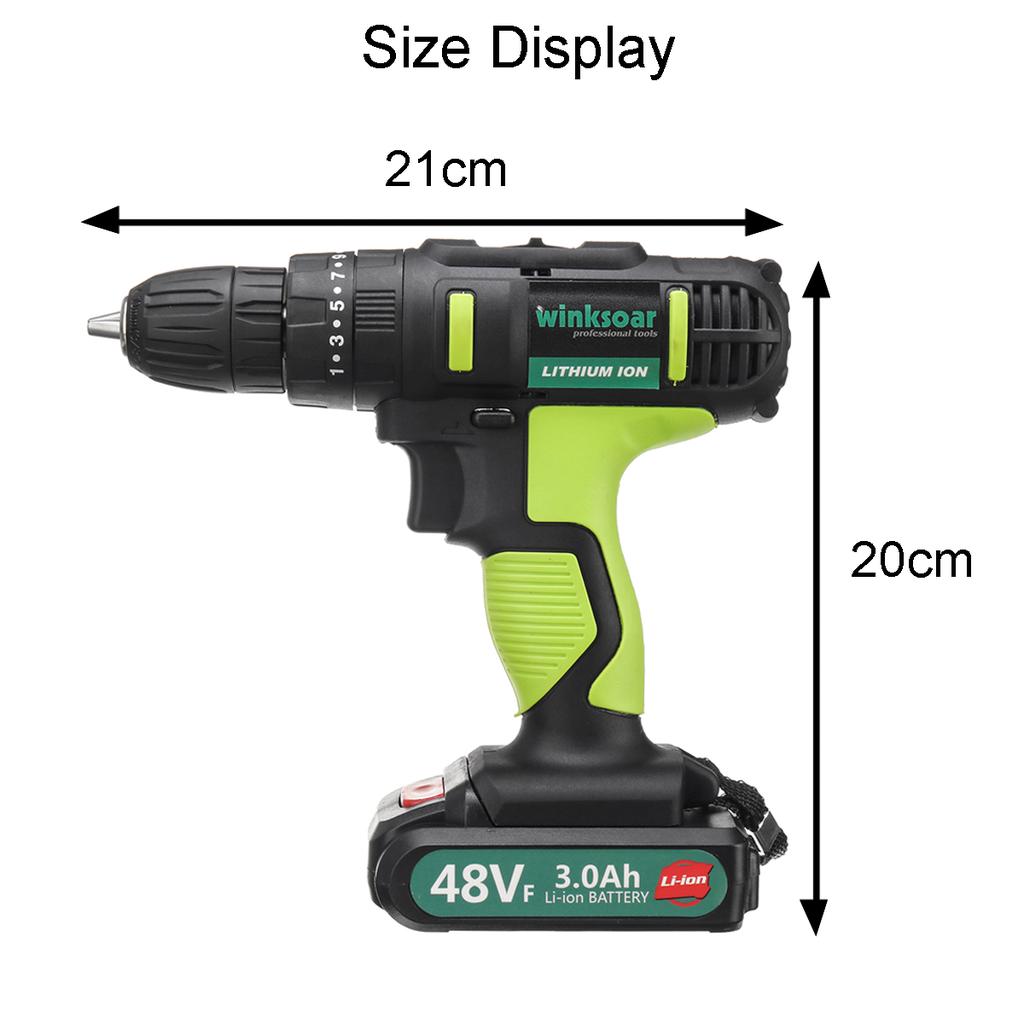 2 in 1 Portable Cordless Impact Drill LED Electric Driver Kit Tool