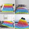 Watercolor Rainbow Stripe Print Flannel Blanket Bright Gradient Soft Warm Throw Blanket Sofa Bed Modern Home Decor Gift