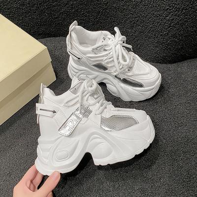 Fashion 9CM Ladies Shoes New Front Lace-up Women's Vulcanize Shoes Fashion Round Toe Platform Best Seller Outdoor Casual Shoes Zapatos